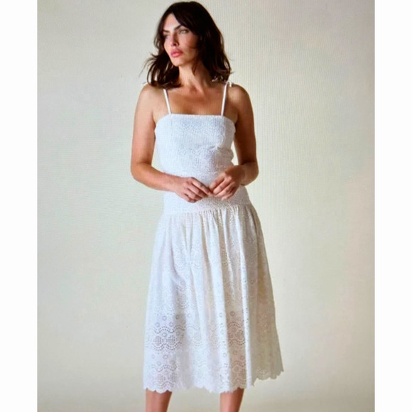 St Roche Benedict Removable Straps Eyelet Detail Dress Vanilla 2 - Picture 3 of 15